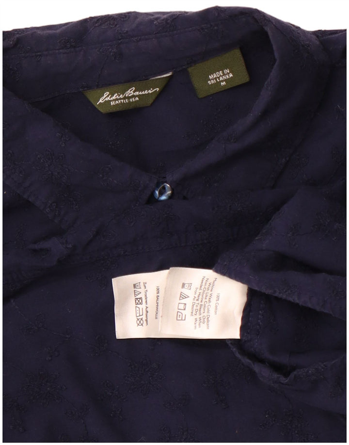 Camicetta da donna Eddie Bauer UK 14 Cotone floreale blu navy medio