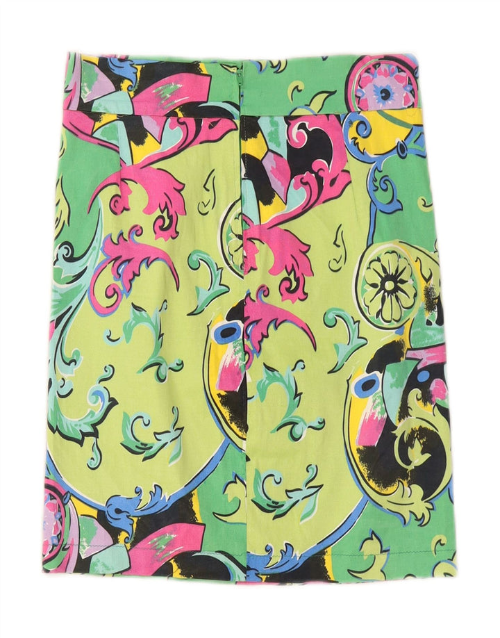 Gonna dritta da donna VINTAGE W26 piccola verde Paisley