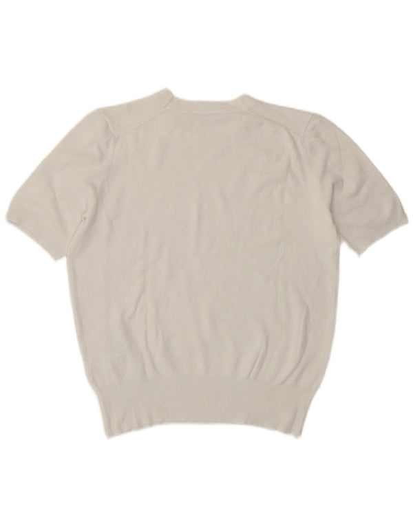 T-shirt corta da donna Zara Top UK 14 grande in viscosa bianca