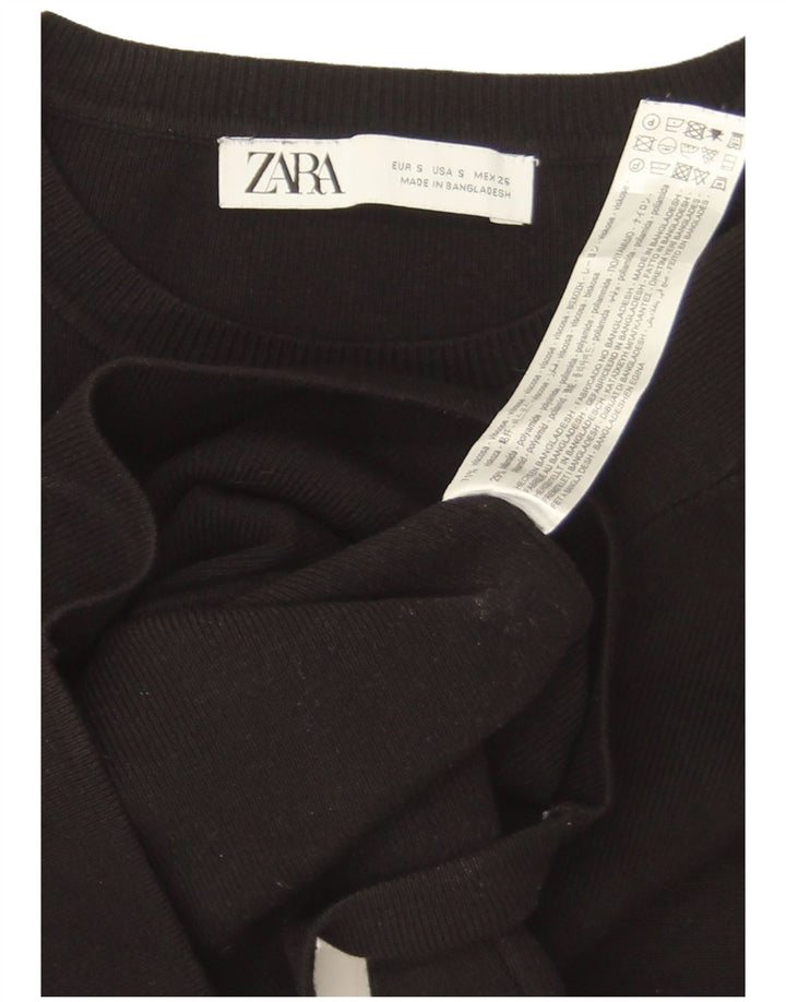 Maglione corto girocollo da donna Zara UK10 piccolo in viscosa nera