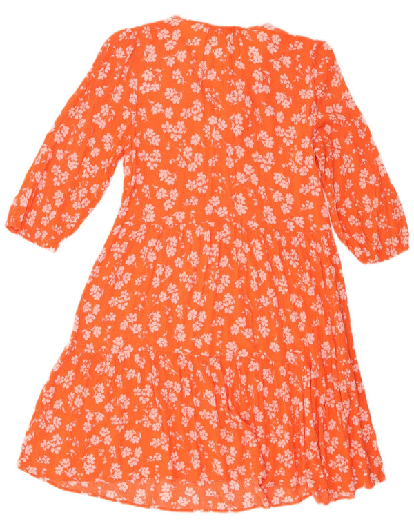 Abito a strati con maniche a 3/4 da donna Marks & Spencer UK 8 piccolo floreale arancione