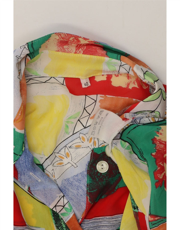 Camicetta a camicia lunga da donna vintage EU 40 Viscosa media multicolore