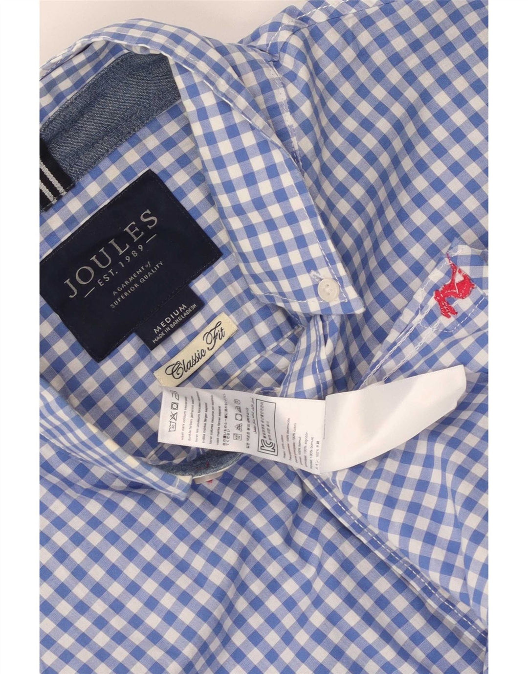 Camicia Joules da uomo dal taglio classico in cotone a quadretti blu medio