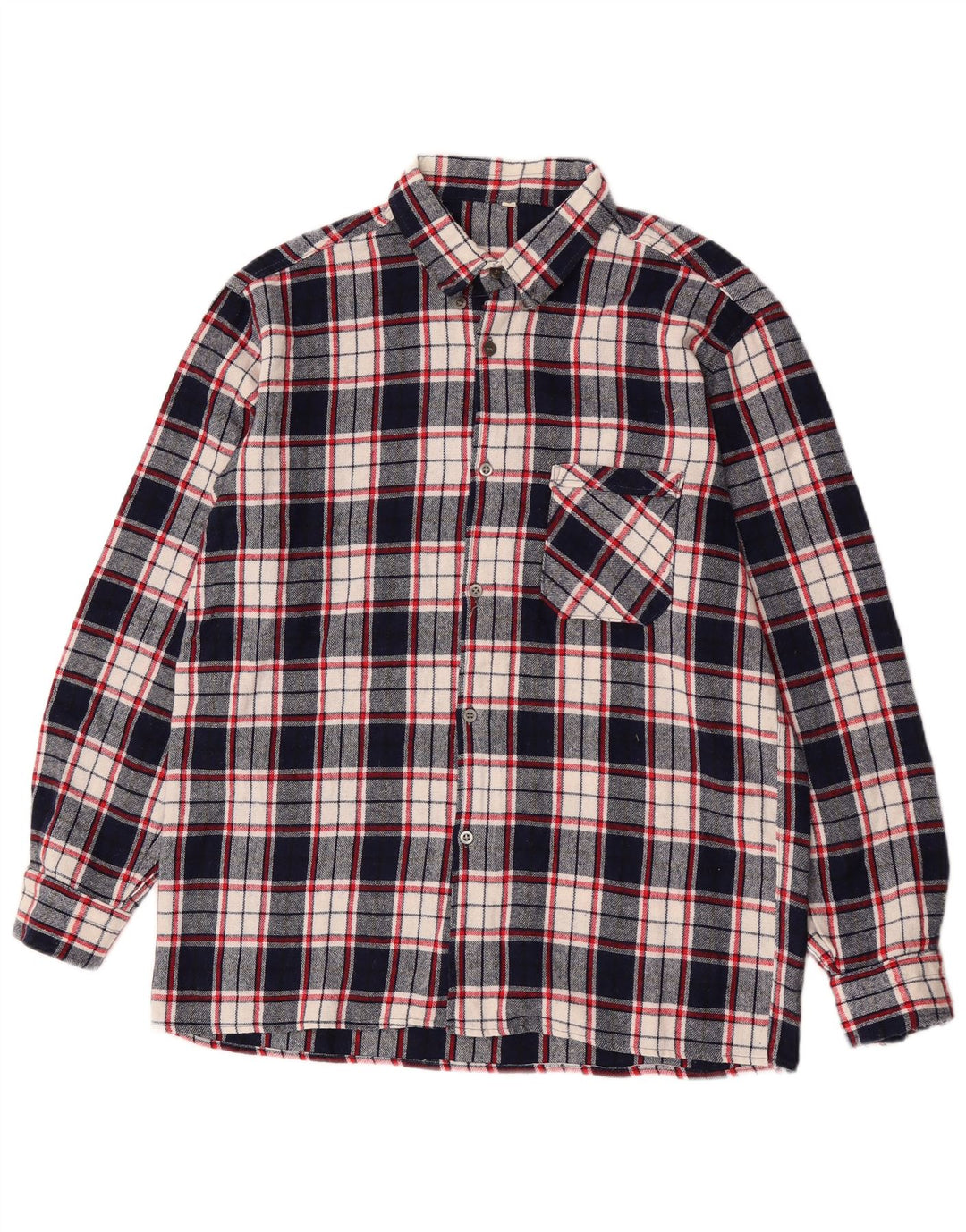 Camicia vintage da uomo in flanella a quadri blu navy medio