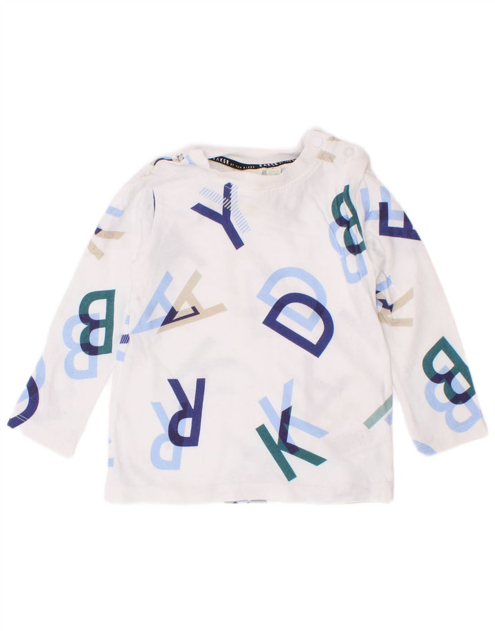 Ted Baker Top grafico per neonato a maniche lunghe 12-18 mesi in cotone bianco