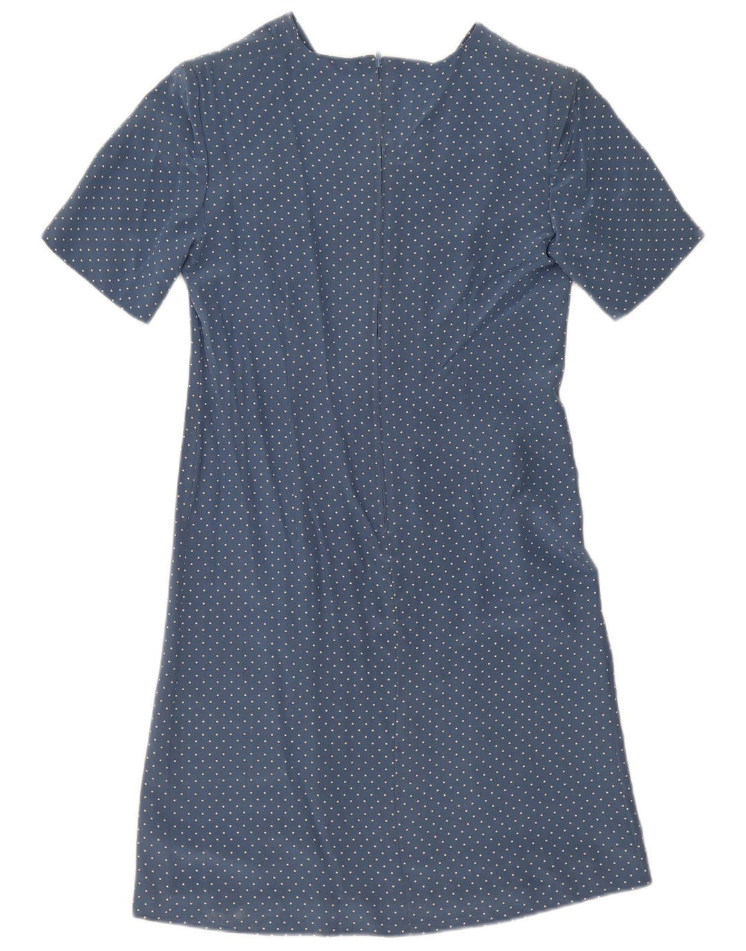 Abito a trapezio vintage da donna UK 12 blu medio maculato