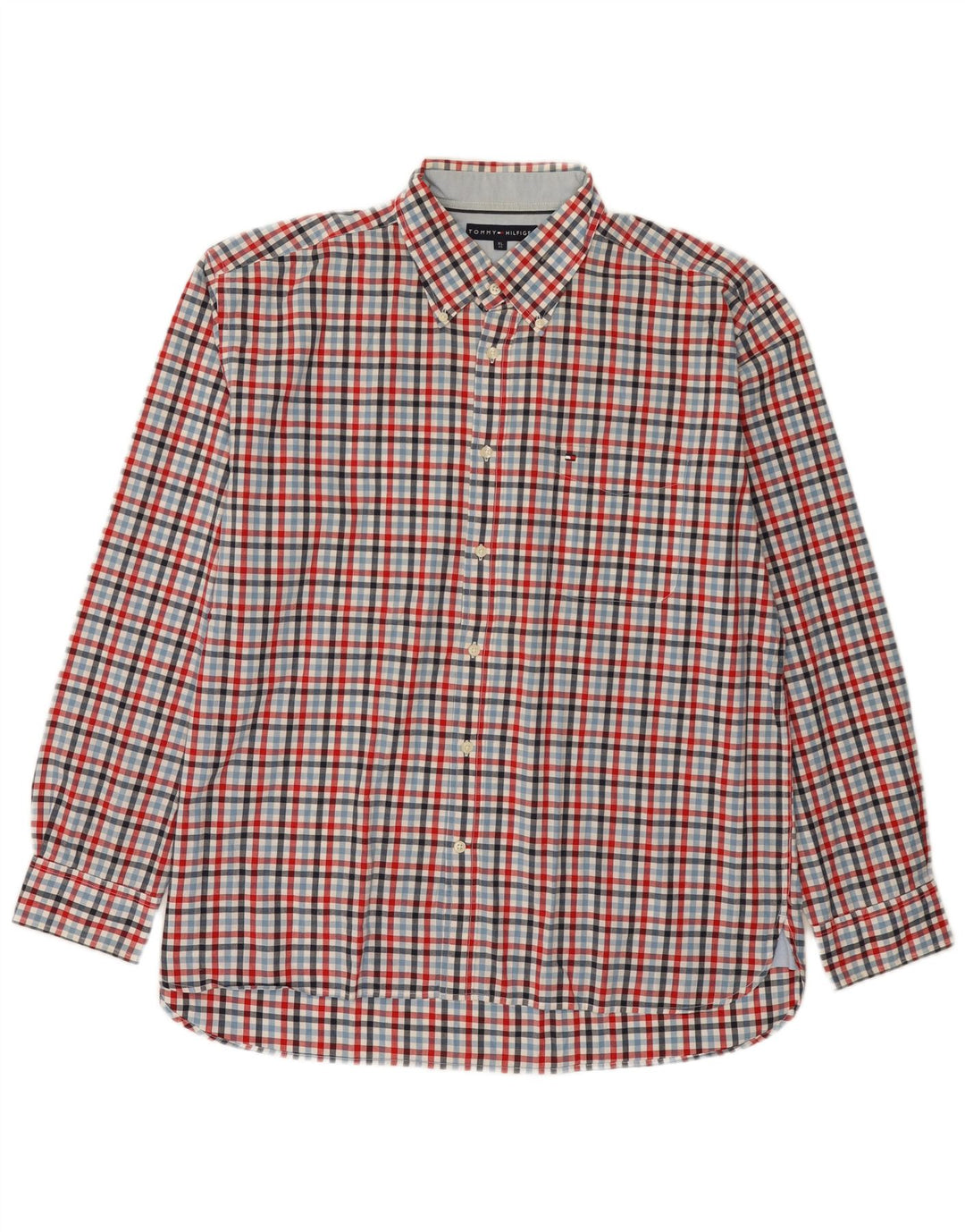 Camicia da uomo Tommy Hilfiger XL in cotone a quadretti multicolore
