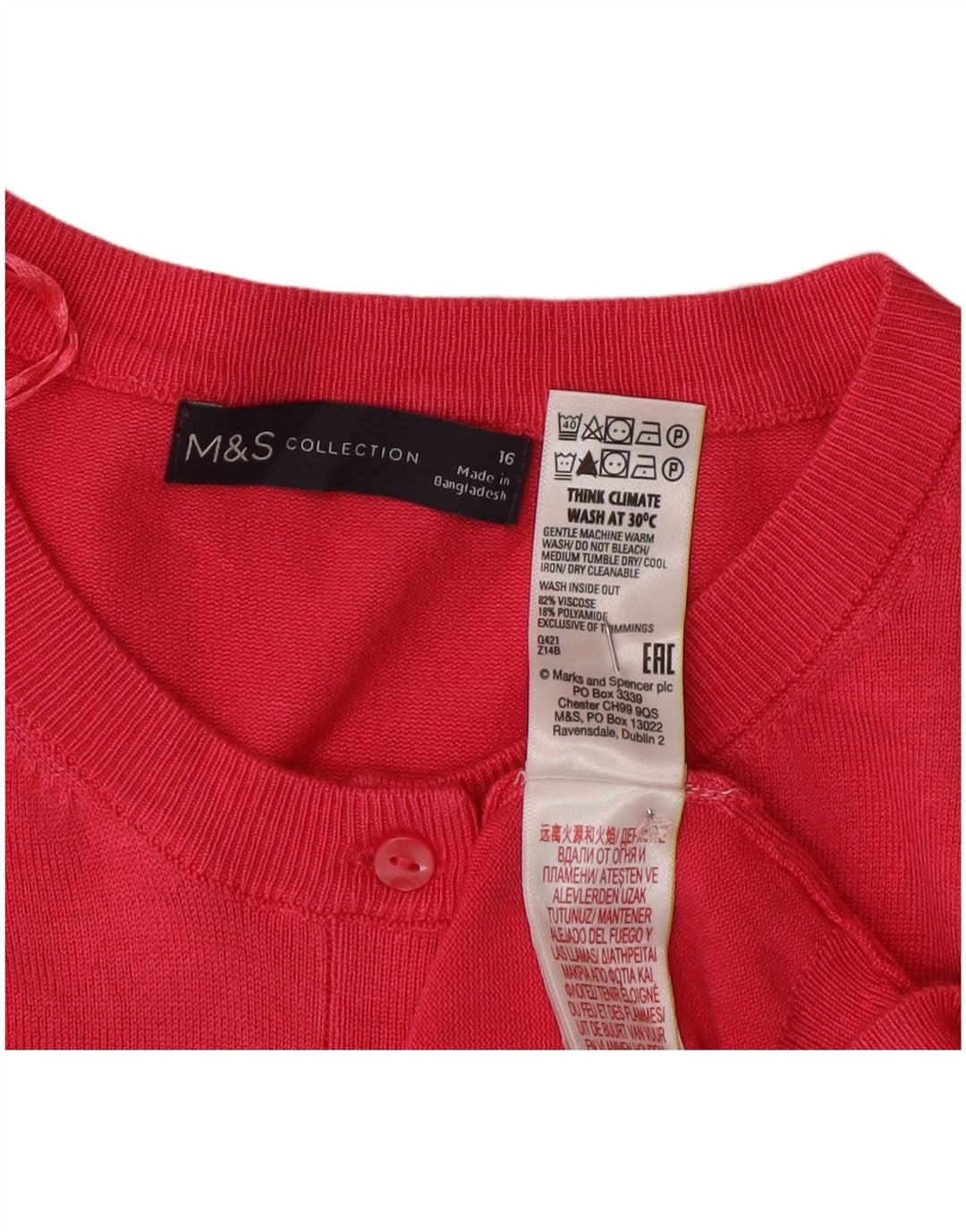 Maglione cardigan da donna Marks & Spencer UK 16 Large Rosa Viscosa