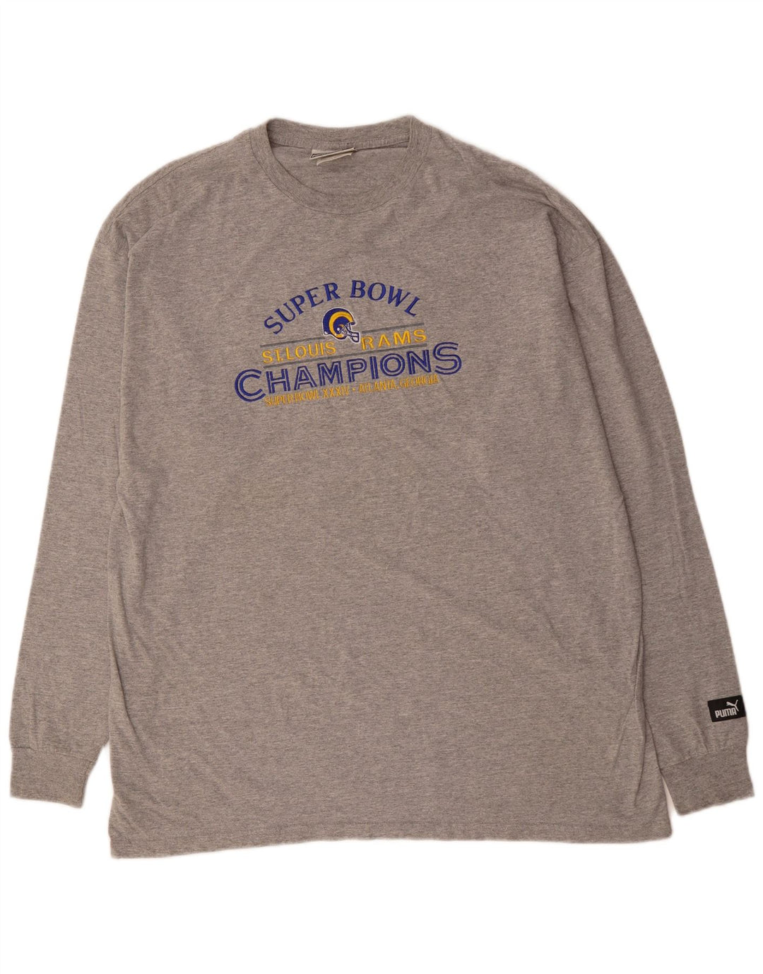 PUMA Maglietta grafica da uomo a maniche lunghe XL in cotone grigio