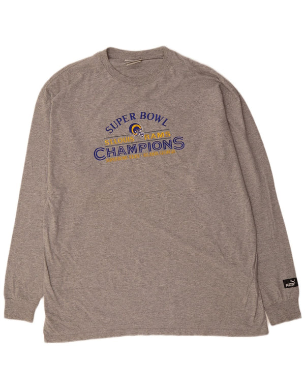 PUMA Maglietta grafica da uomo a maniche lunghe XL in cotone grigio