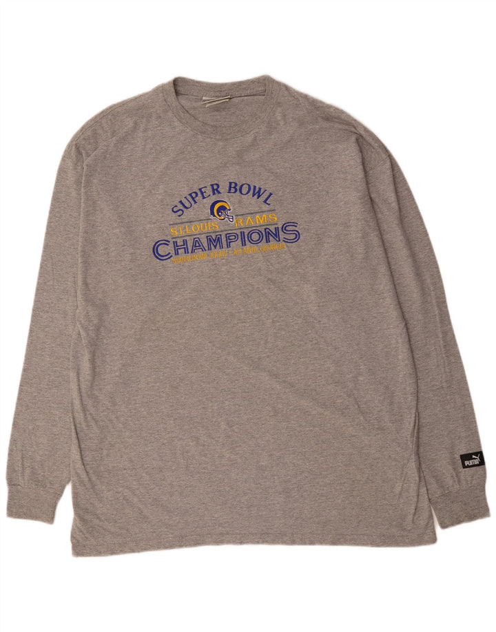 PUMA Maglietta grafica da uomo a maniche lunghe XL in cotone grigio