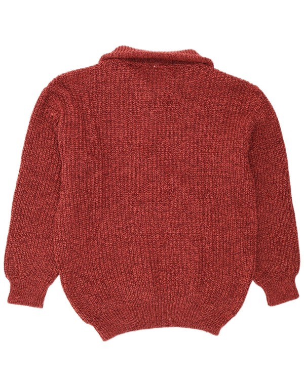 Angelo Litrico Maglione da uomo con zip e collo in acrilico chiazzato bordeaux medio