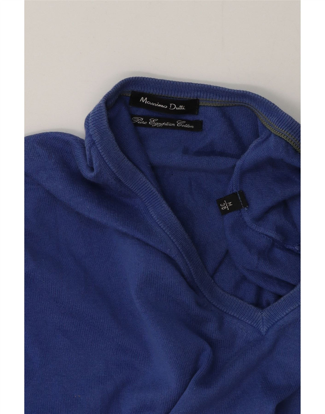Maglione da uomo con scollo a V Massimo Dutti in cotone blu medio