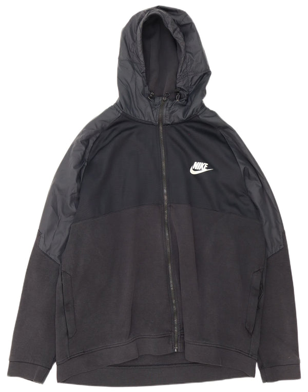 Felpa con cappuccio e zip da uomo Nike 2XL cotone nero