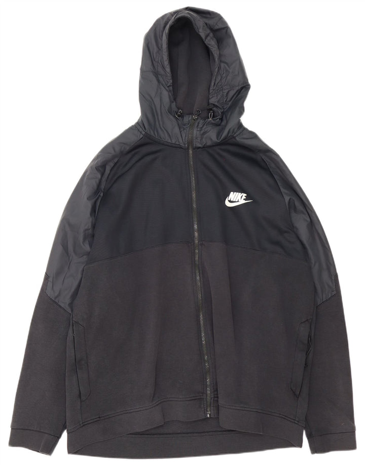 Felpa con cappuccio e zip da uomo Nike 2XL cotone nero