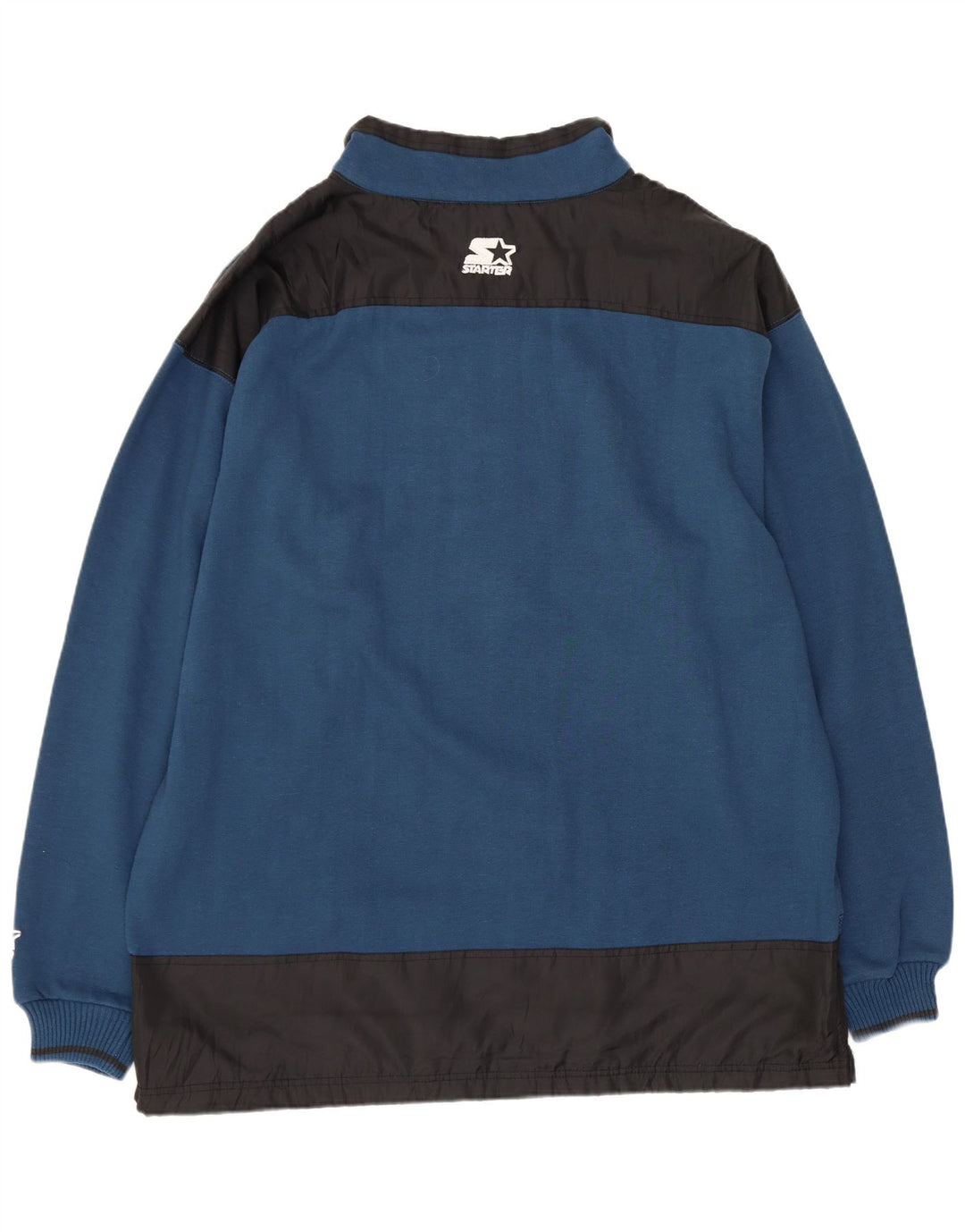 Felpa Starter da uomo con collo con zip, maglione XL, poliestere color block blu