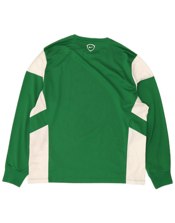 NIKE Top Dri Fit da uomo a maniche lunghe XL verde in poliestere color block