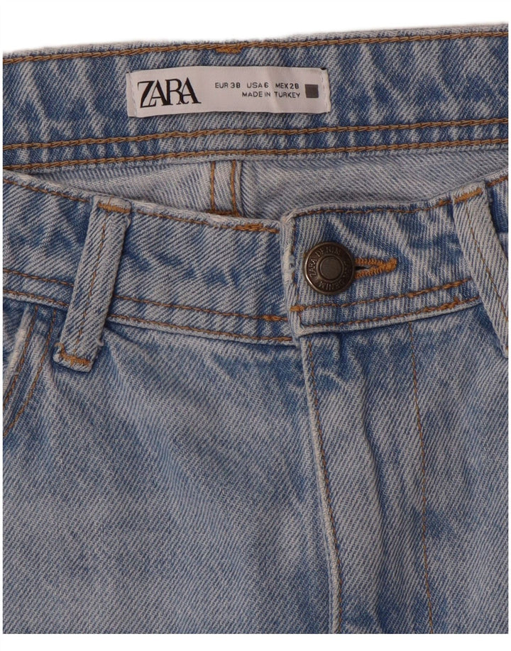Jeans dritti invecchiati Zara da donna EU 38 piccoli W28 L34 blu