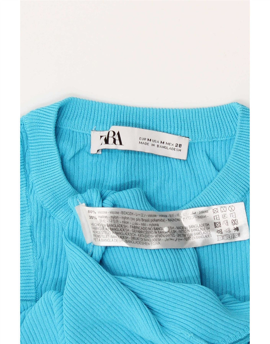 Canotta da donna Zara UK 12 in viscosa blu medio