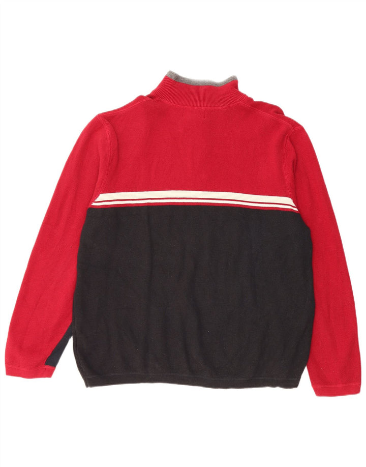 Eddie Bauer Maglione da uomo con zip e collo piccolo in cotone color block rosso