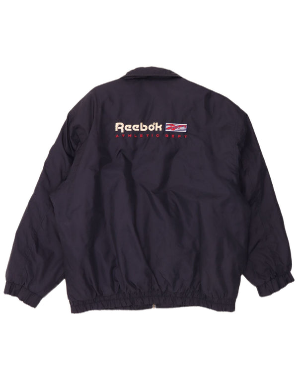 Giubbotto bomber grafico da uomo Reebok UK 42 XL nylon blu navy