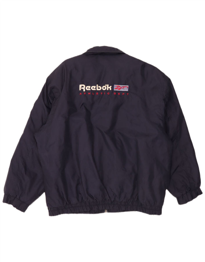 Giubbotto bomber grafico da uomo Reebok UK 42 XL nylon blu navy