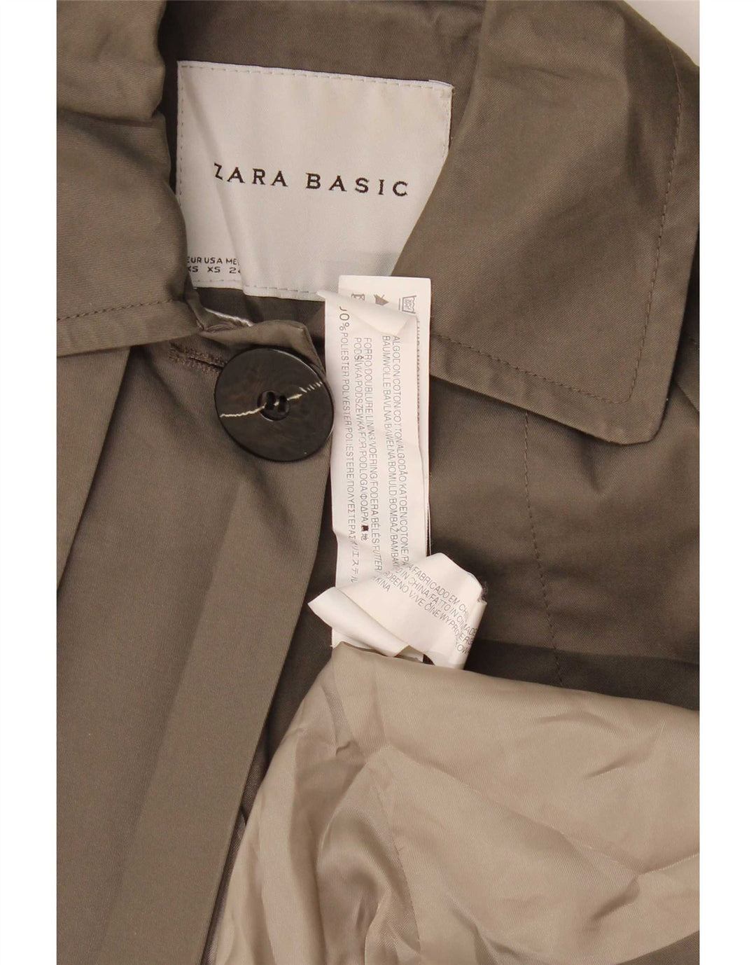 Trench corto da donna Zara UK 6 XS cotone grigio