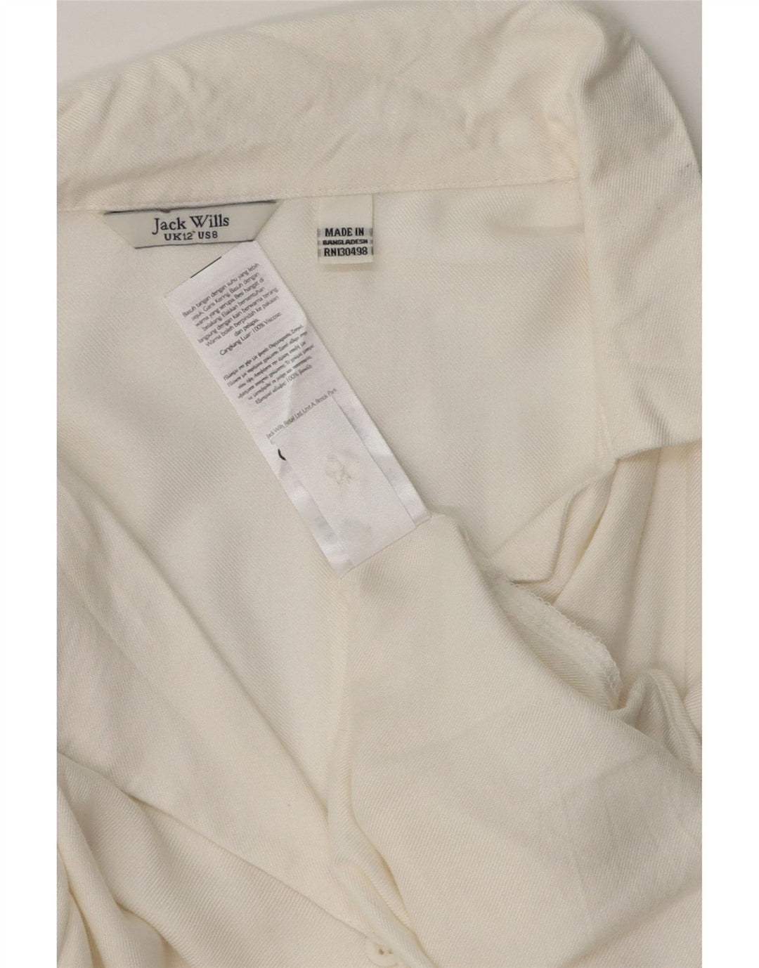 JACK WILLS Camicia a maniche corte da donna Camicetta UK 12 Viscosa bianca media
