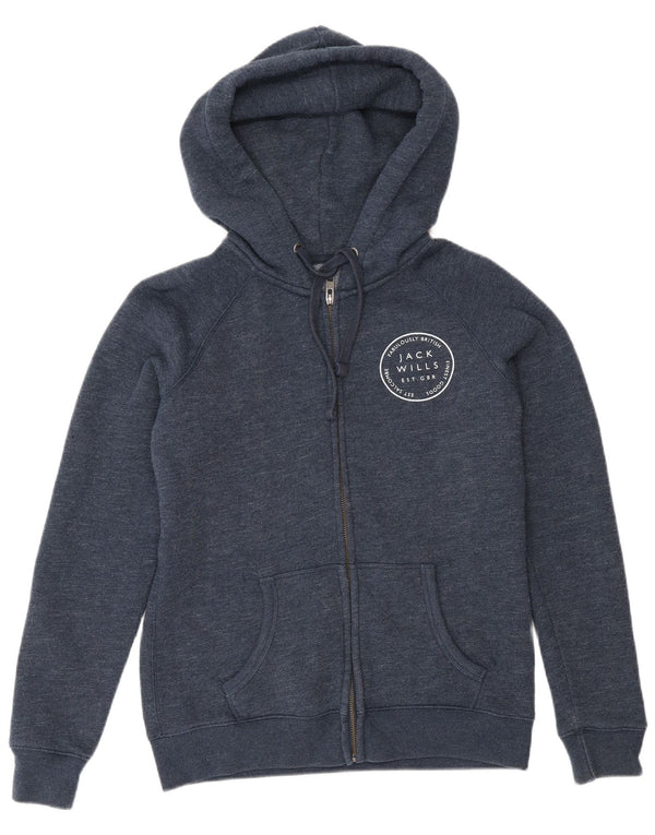 Maglione con cappuccio e zip oversize da donna Jack Wills UK 10 piccolo blu navy