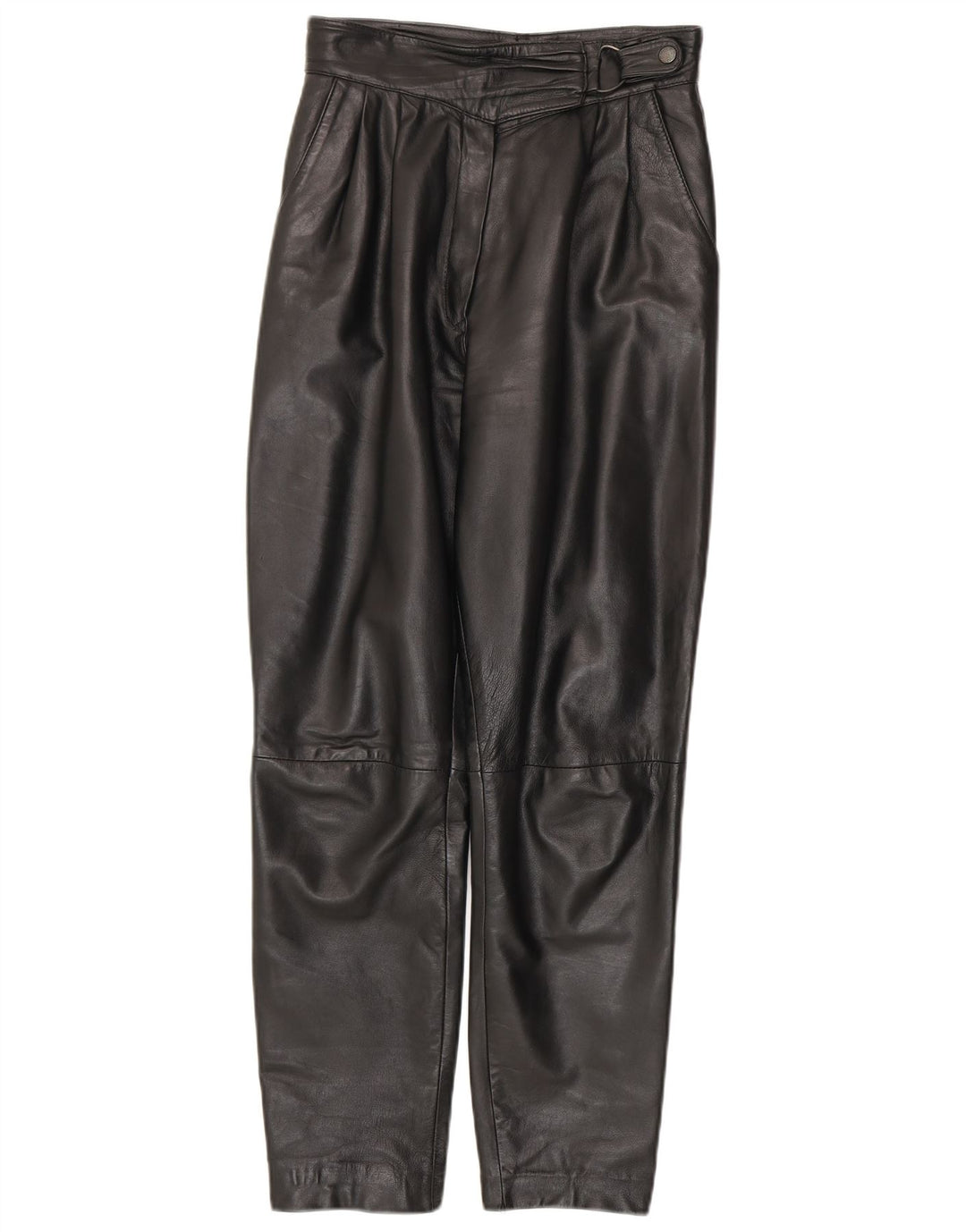 Pantaloni in pelle affusolati da uomo VINTAGE W26 L28 in pelle nera