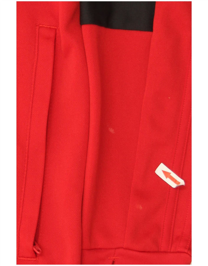 Adidas Uomo Climalite Pullover Tuta Top Rosso Medio Colorblock