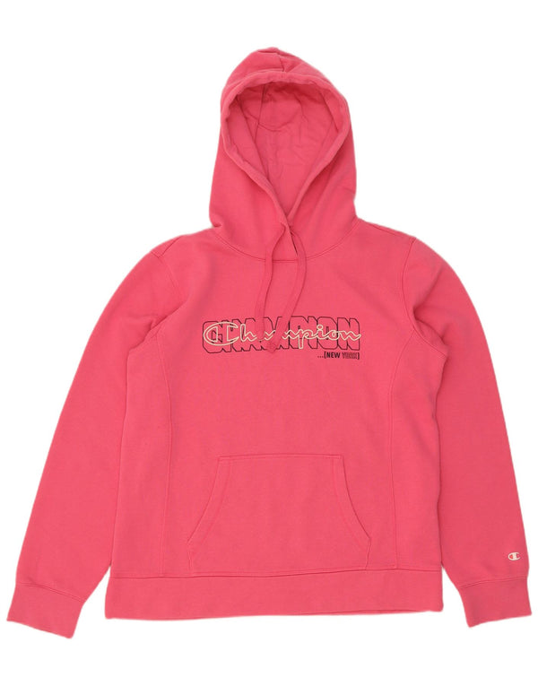 Felpa con cappuccio grafica da donna Champion UK 18 XL cotone rosa