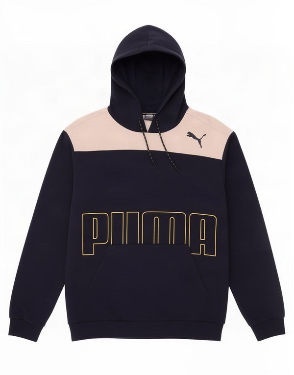 Felpa con cappuccio grafica da uomo Puma Large blu navy color block