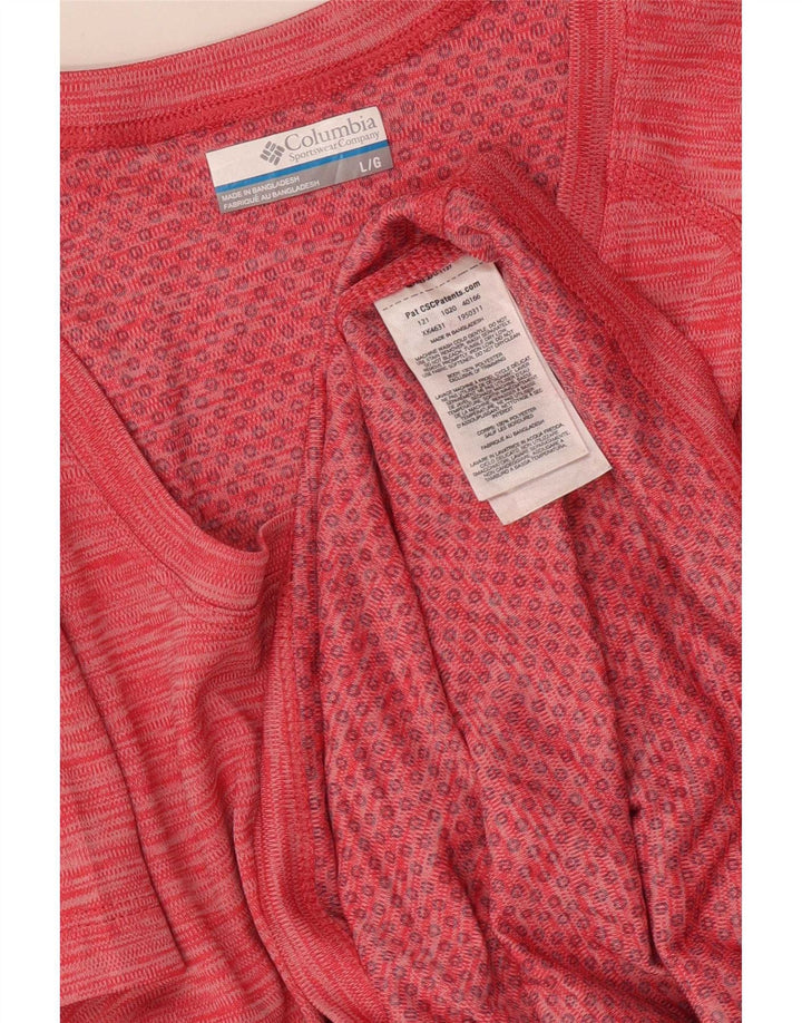Maglietta da donna Columbia UK 14 grande poliestere chiazzato rosso