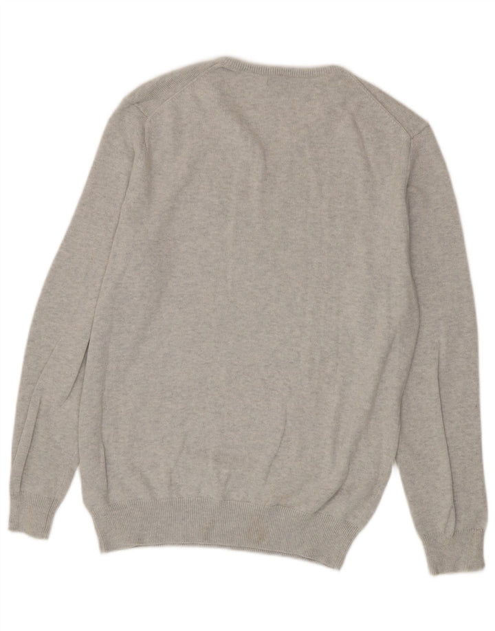 Crew Clothing Maglione da uomo con scollo a V grande cotone grigio