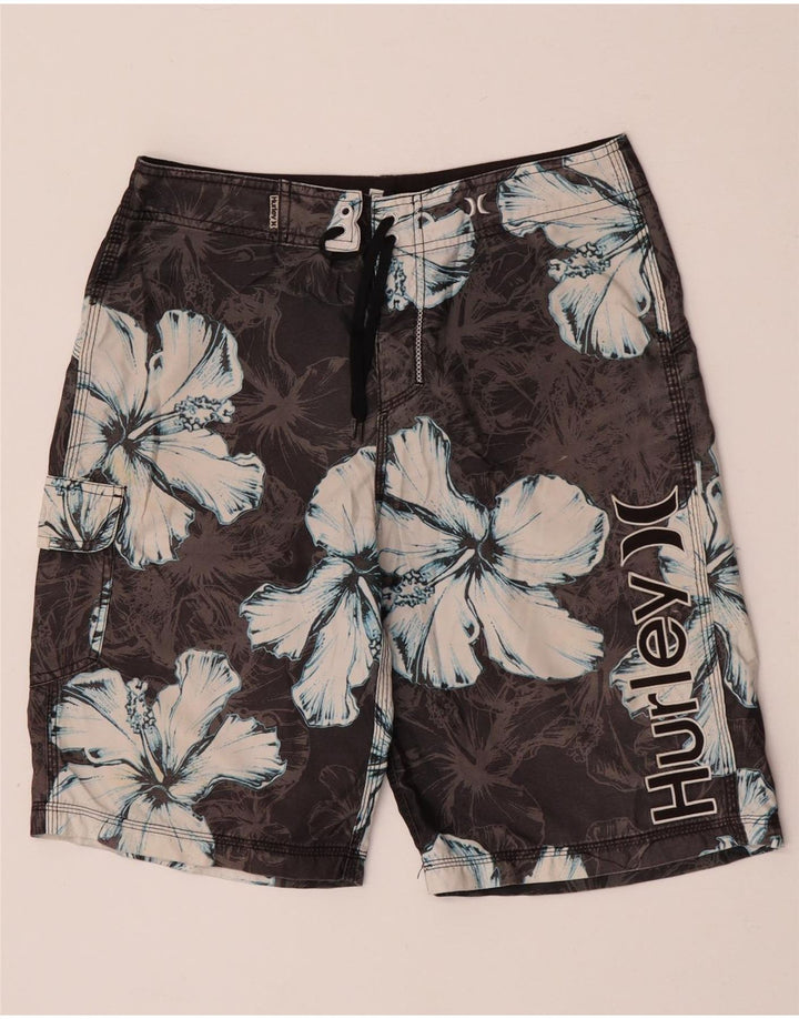 Pantaloncini da bagno grafici da uomo Hurley Poliestere floreale grigio medio