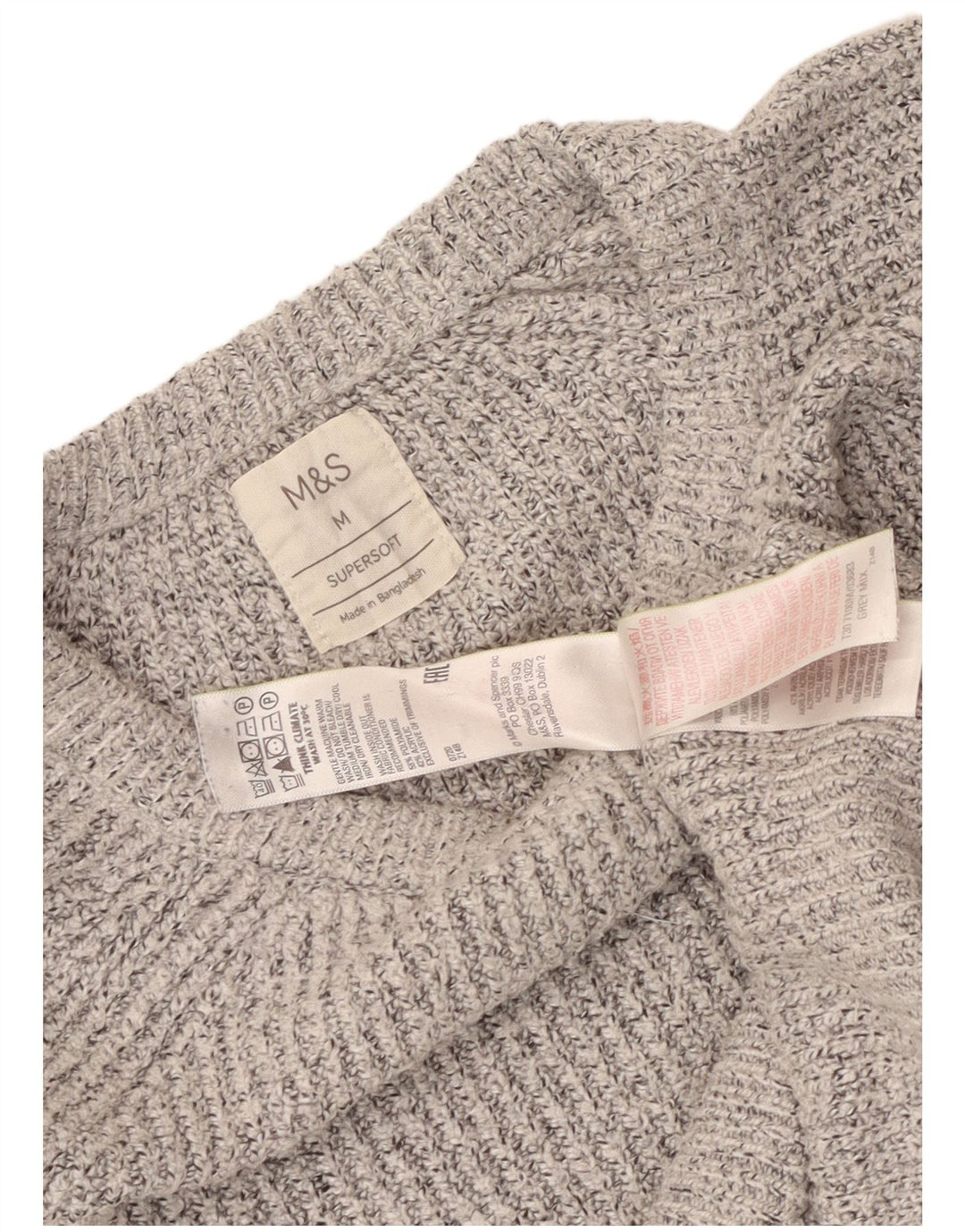 Maglione maglione con scollo a barca da uomo Marks & Spencer Poliammide screziato grigio medio