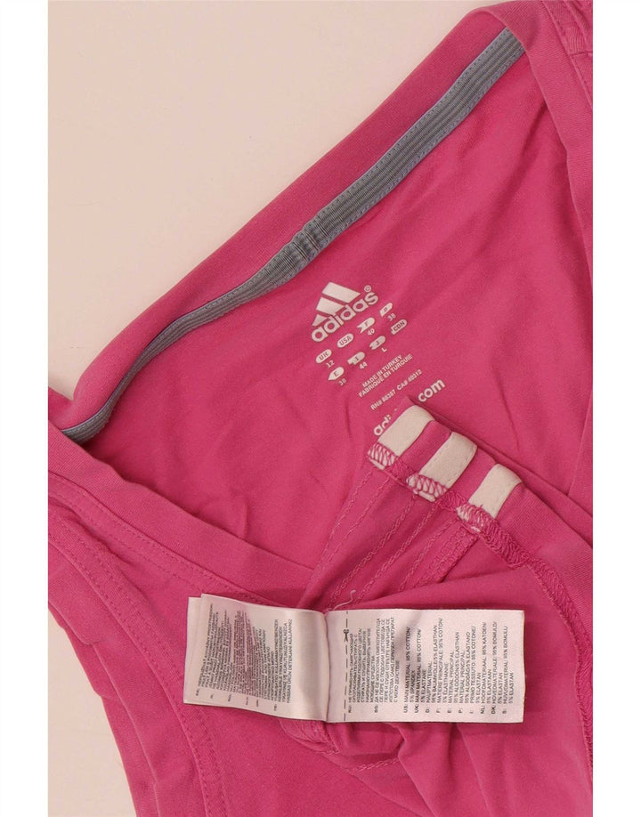 Canotta corta da donna Adidas UK 12 cotone rosa medio