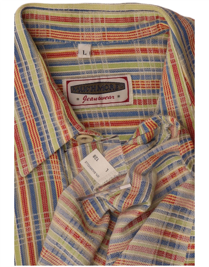 MOLTO ALTRO Camicia da uomo a maniche corte in cotone a quadri multicolori grandi