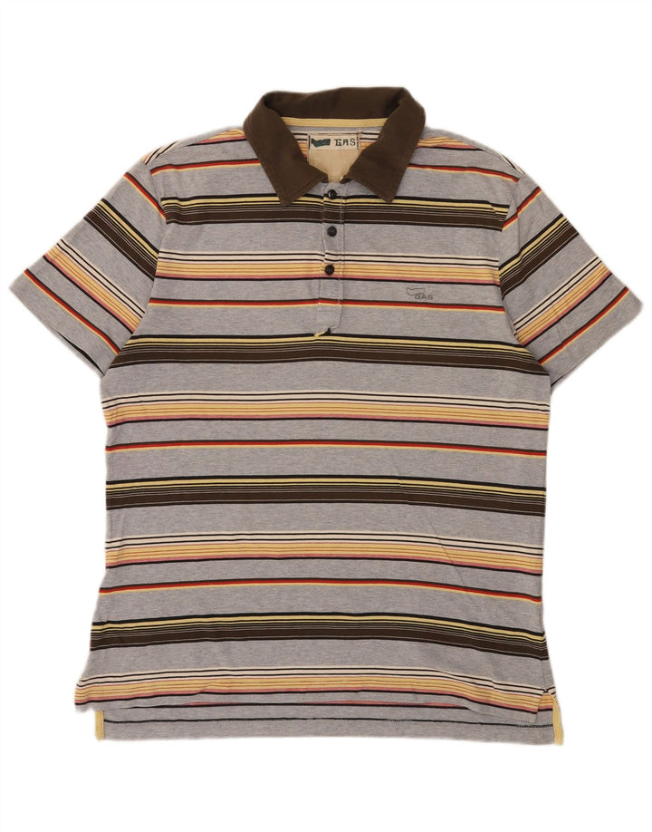 Polo Uomo Gas Cotone Rigato Grigio Medio
