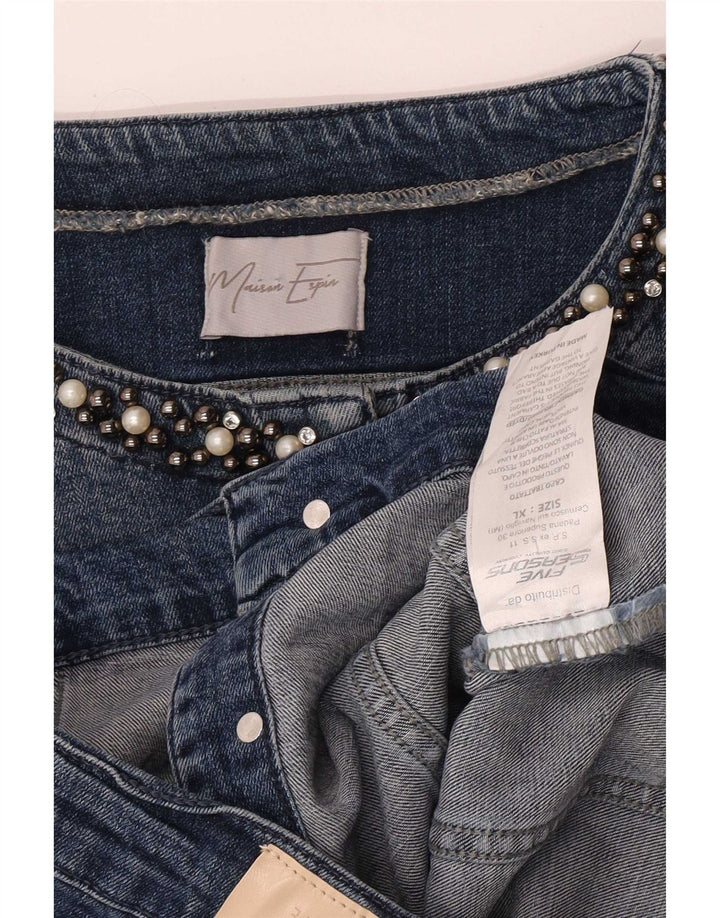 Giacca in denim vintage da donna corta UK 18 XL cotone blu