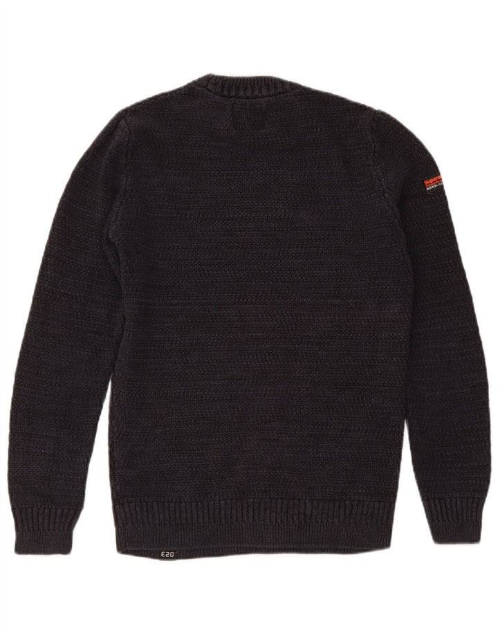 Maglione maglione girocollo da uomo Superdry piccolo in cotone blu navy