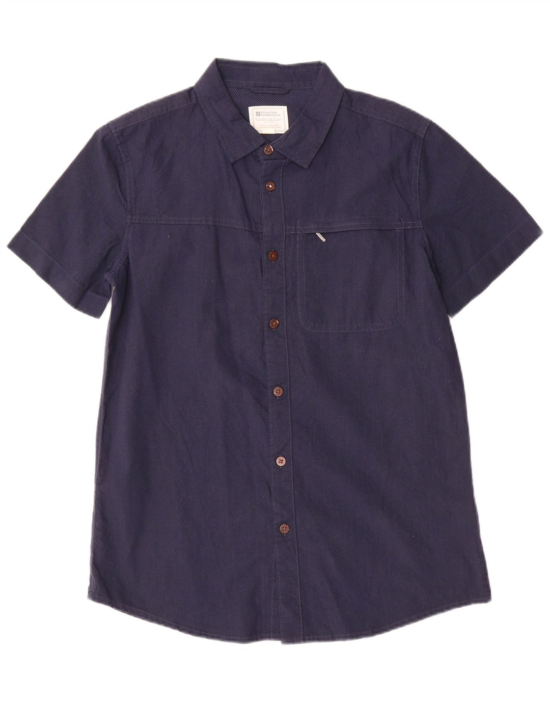 Camicia a maniche corte da uomo Mountain Warehouse piccola in cotone blu navy