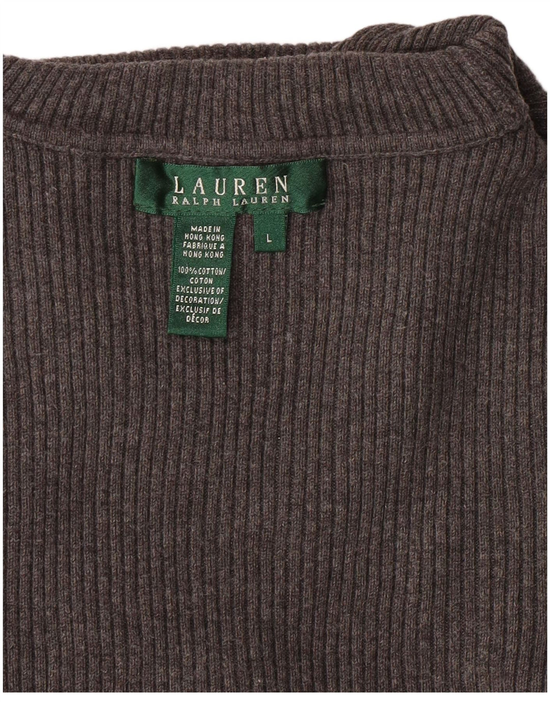 RALPH LAUREN Maglione maglione a collo alto da donna UK 14 Grande cotone grigio