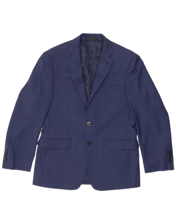Giacca blazer corta da uomo a 2 bottoni Calvin Klein UK 38 media lana blu navy