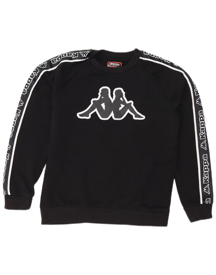Felpa grafica da uomo Kappa Maglione piccolo cotone nero