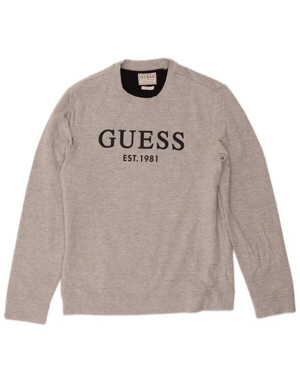 Felpa da uomo slim fit Guess in cotone grigio medio