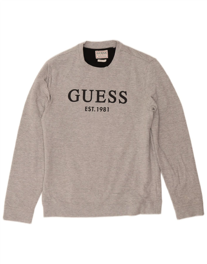 Felpa da uomo slim fit Guess in cotone grigio medio