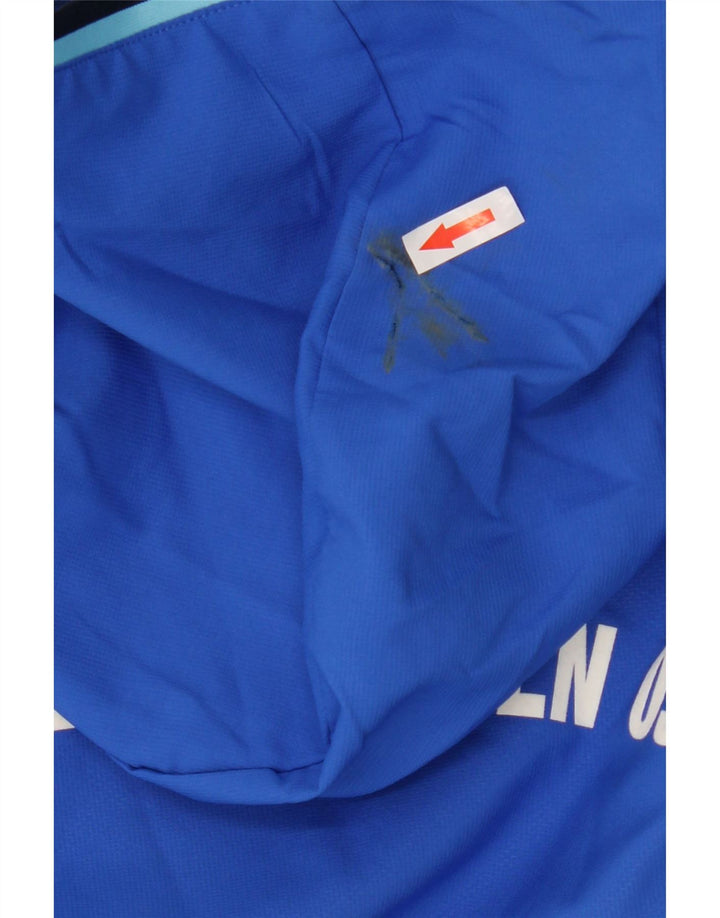 Giacca sportiva da uomo con cappuccio grafico Adidas, giacca in poliestere blu medio