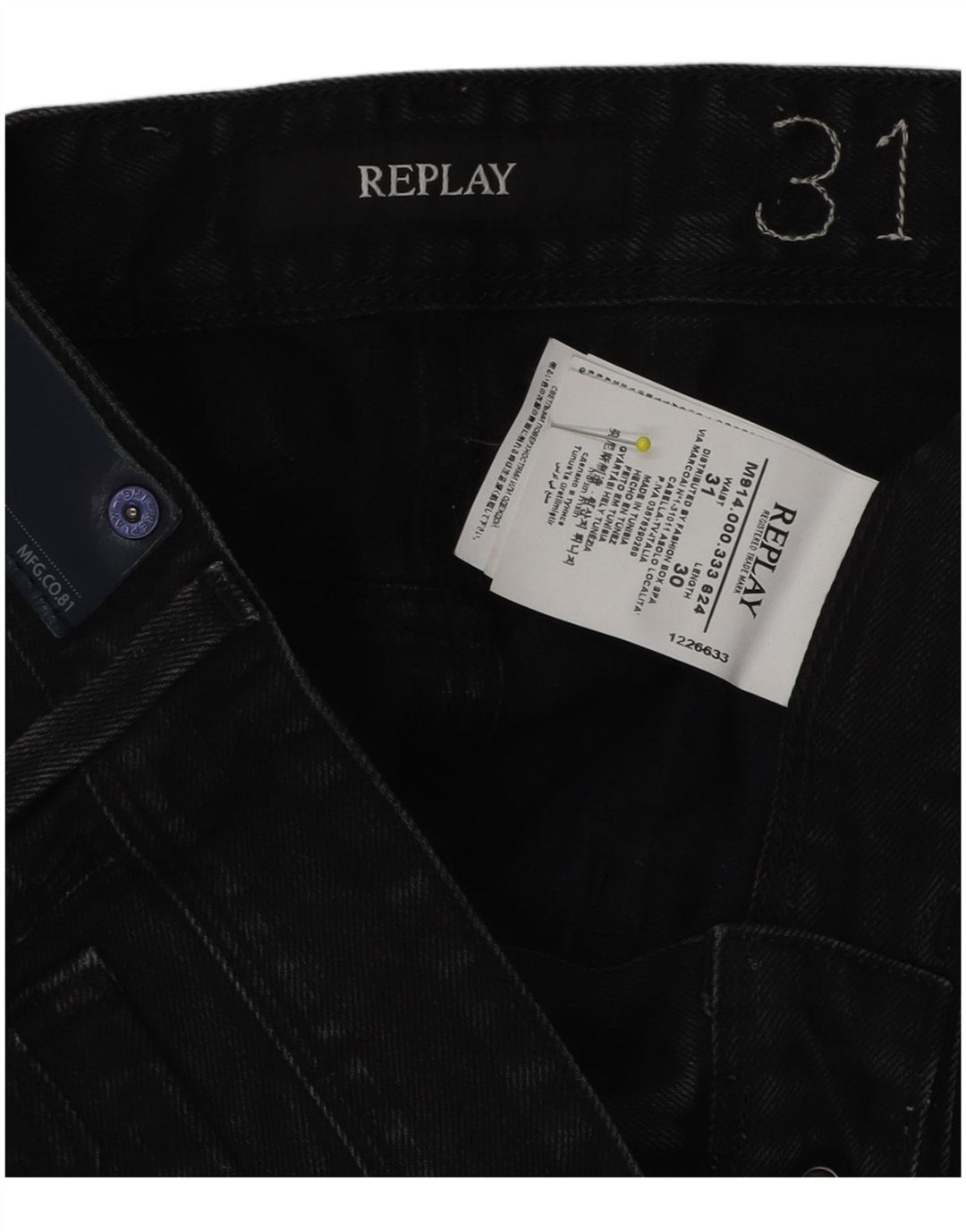 Jeans slim da uomo Replay W31 L30 cotone nero